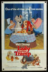 w493 LADY & THE TRAMP one-sheet movie poster R80 Walt Disney classic!