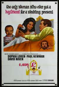 w495 LADY L rare style one-sheet movie poster '66 Loren, Newman, Niven