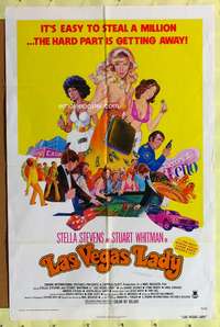 w498 LAS VEGAS LADY one-sheet movie poster '75 sexy gambling gangster gals!