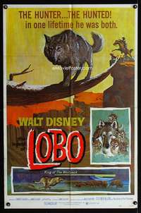 w515 LEGEND OF LOBO one-sheet movie poster R72 Walt Disney, wolf image!