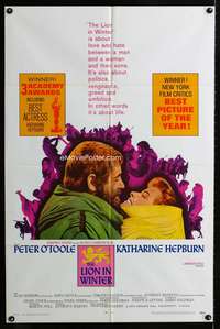 w523 LION IN WINTER one-sheet movie poster '68 Kate Hepburn, Peter O'Toole