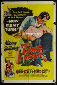 w533 LONG WAIT one-sheet movie poster '54 Mickey Spillane, Anthony Quinn