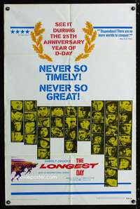 w535 LONGEST DAY one-sheet movie poster R69 John Wayne, all-star cast!