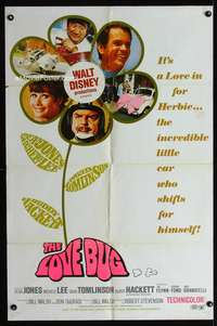w541 LOVE BUG one-sheet movie poster '69 Disney, Volkswagen Beetle Herbie!