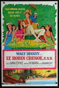 w549 LT ROBIN CRUSOE USN style A one-sheet movie poster '66 Disney, Van Dyke
