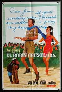 w548 LT ROBIN CRUSOE USN rare style B one-sheet movie poster '66 Van Dyke