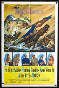 w557 MAJOR DUNDEE one-sheet movie poster '65 Sam Peckinpah, Charlton Heston