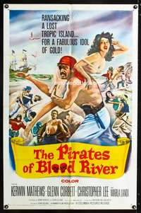 w654 PIRATES OF BLOOD RIVER one-sheet movie poster '62 Kerwin Mathews