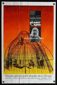 w655 PLANET OF THE APES one-sheet movie poster '68 Charlton Heston