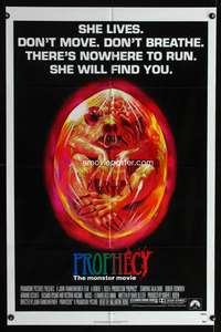 w666 PROPHECY She Lives style 1sh '79 John Frankenheimer, art of monster in embryo by Paul Lehr!