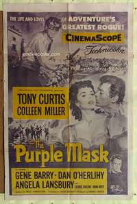 w669 PURPLE MASK military one-sheet movie poster '55 Tony Curtis