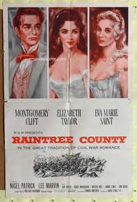 w678 RAINTREE COUNTY one-sheet movie poster R60s Monty Clift, Liz Taylor
