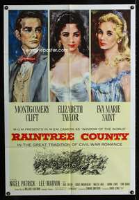w677 RAINTREE COUNTY one-sheet movie poster '57 Monty Clift, Liz Taylor