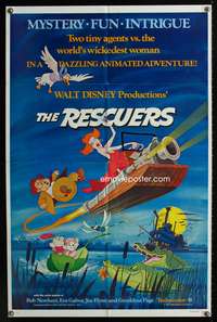 w684 RESCUERS one-sheet movie poster '77 Walt Disney mice cartoon!