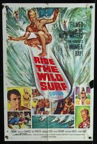 w694 RIDE THE WILD SURF one-sheet movie poster '64 Fabian, great image!