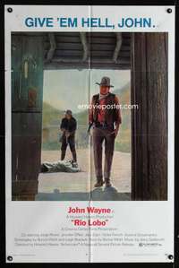 w696 RIO LOBO one-sheet movie poster '71 Give 'em Hell, John Wayne!