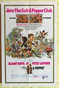 w712 SALT & PEPPER one-sheet movie poster '68 Sammy Davis, Jack Davis art!