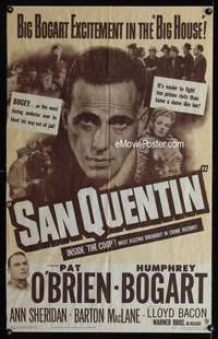 w716 SAN QUENTIN one-sheet movie poster R50 Humphrey Bogart, Ann Sheridan