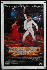 w719 SATURDAY NIGHT FEVER one-sheet movie poster '77 disco John Travolta!