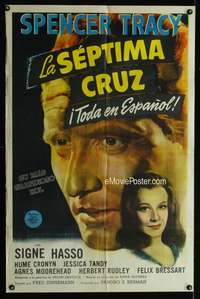 w731 SEVENTH CROSS Spanish/U.S. one-sheet movie poster '44 Spencer Tracy, Hasso