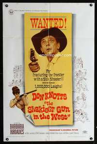 w735 SHAKIEST GUN IN THE WEST one-sheet movie poster '68 cowboy Don Knotts!