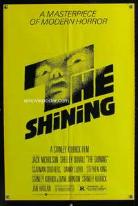 w741 SHINING re-strike 1sh '80s Stephen King & Stanley Kubrick, Jack Nicholson, Saul Bass art!
