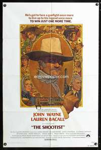 w742 SHOOTIST one-sheet movie poster '76 John Wayne, best Amsel artwork!