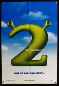 w744 SHREK 2 DS teaser one-sheet movie poster '04 Myers, Murphy, Diaz