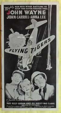 w333 FLYING TIGERS one-sheet movie poster R60s John Wayne, WWII airplanes!