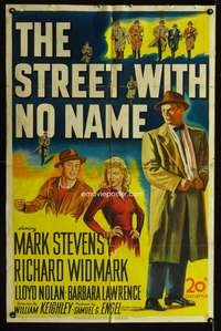 w768 STREET WITH NO NAME one-sheet movie poster '48 Richard Widmark, Nolan