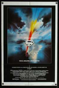 w776 SUPERMAN one-sheet movie poster '78 Bob Peak shield style artwork!