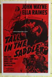 w782 TALL IN THE SADDLE military 1sh R57 great images of John Wayne & pretty Ella Raines!