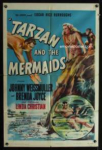 w784 TARZAN & THE MERMAIDS one-sheet movie poster '48 Johnny Weissmuller