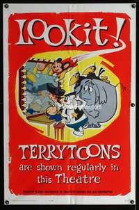 w792 TERRYTOONS one-sheet movie poster '62 Mighty Mouse, Paul Terry