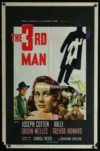 w796 THIRD MAN one-sheet movie poster R54 Orson Welles classic film noir!