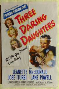 w797 THREE DARING DAUGHTERS one-sheet movie poster '48 Jeanette MacDonald