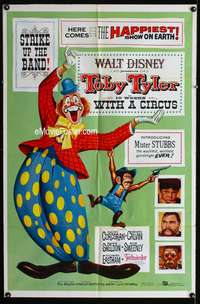 w807 TOBY TYLER one-sheet movie poster '60 Walt Disney, circus clown!