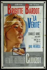 w487 LA VERITE one-sheet movie poster '61 Brigitte Bardot,Clouzot,La Verite