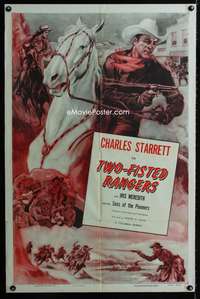 w824 TWO-FISTED RANGERS one-sheet movie poster R53 Starrett by Cravath!