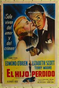 w822 TWO OF A KIND Spanish/U.S. one-sheet movie poster '51 Liz Scott film noir!