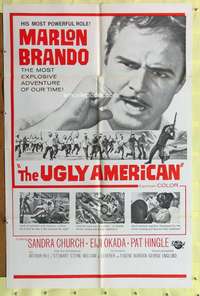w826 UGLY AMERICAN military 1sh '63 artwork of Marlon Brando & Eiji Okada with explosives!