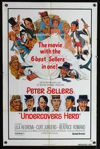 w830 UNDERCOVERS HERO one-sheet movie poster '75 Peter Sellers, great art!