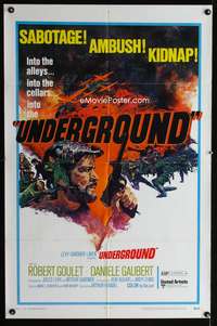 w831 UNDERGROUND one-sheet movie poster '70 Robert Goulet, WWII!