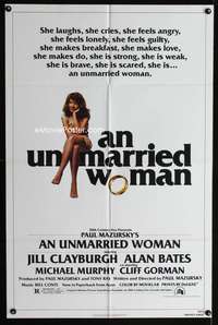 w834 UNMARRIED WOMAN one-sheet movie poster '78 Jill Clayburgh, Alan Bates