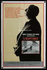w841 VERTIGO one-sheet movie poster R83 Alfred Hitchcock, James Stewart