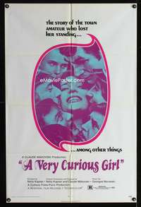 w842 VERY CURIOUS GIRL one-sheet movie poster '71 sex in a French village!