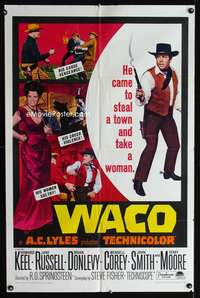 w855 WACO one-sheet movie poster '66 Howard Keel, sexy Jane Russell!