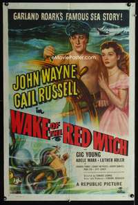 w857 WAKE OF THE RED WITCH one-sheet movie poster '49 John Wayne, Russell