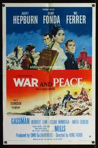 w004 WAR & PEACE one-sheet movie poster '56 Audrey Hepburn, Henry Fonda