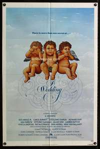 w875 WEDDING one-sheet movie poster '78 Robert Altman, R. Hess art!